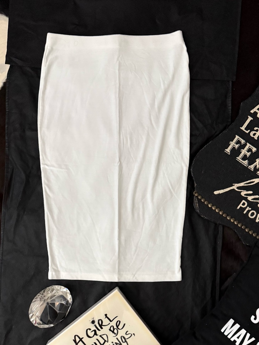 Forever 21 White Midi Pencil Skirt